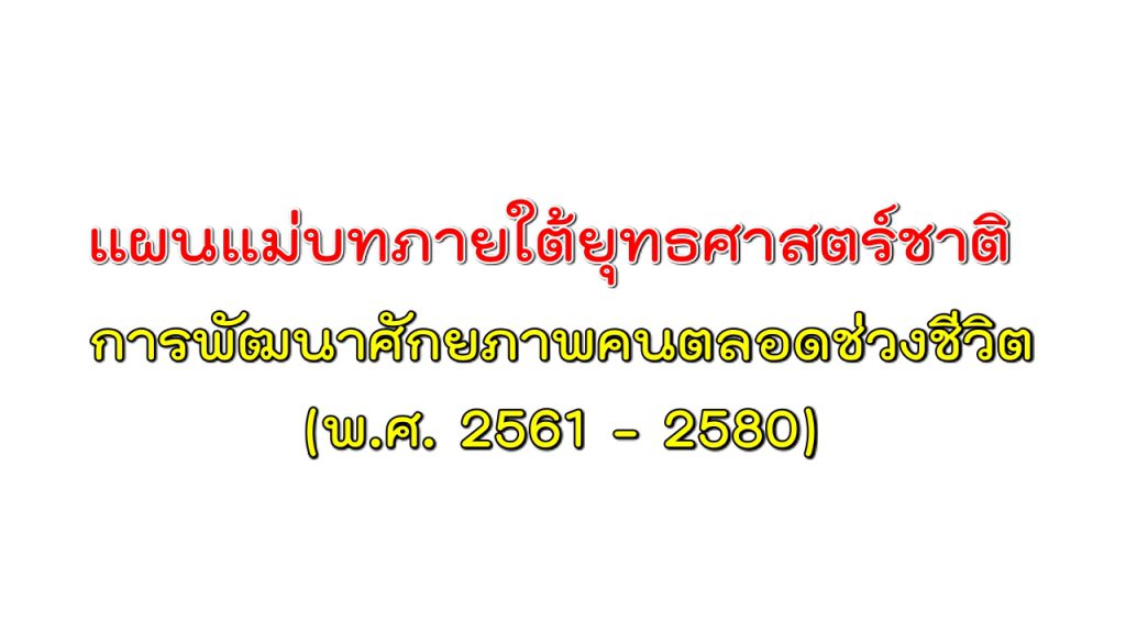 แผนแม่บทภายใต้ยุทธศาสตร์ชาติ (11) การพัฒนาศักยภาพคนตลอดช่วงชีวิต (พ.ศ. 2561 – 2580)
